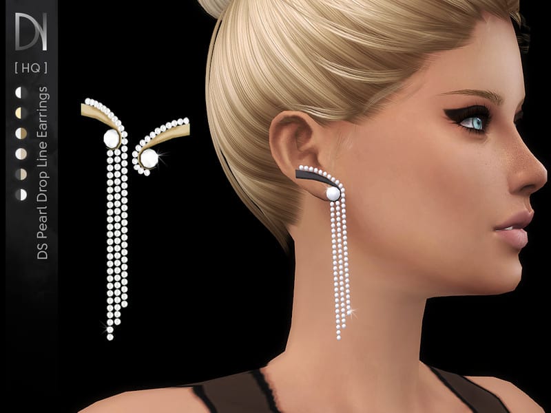 Ds Pearl Drop Line Earrings Mod Sims 4 Mod Mod For Sims 4